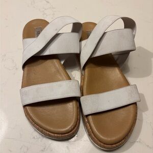 Steve Madden White and Tan Sandals